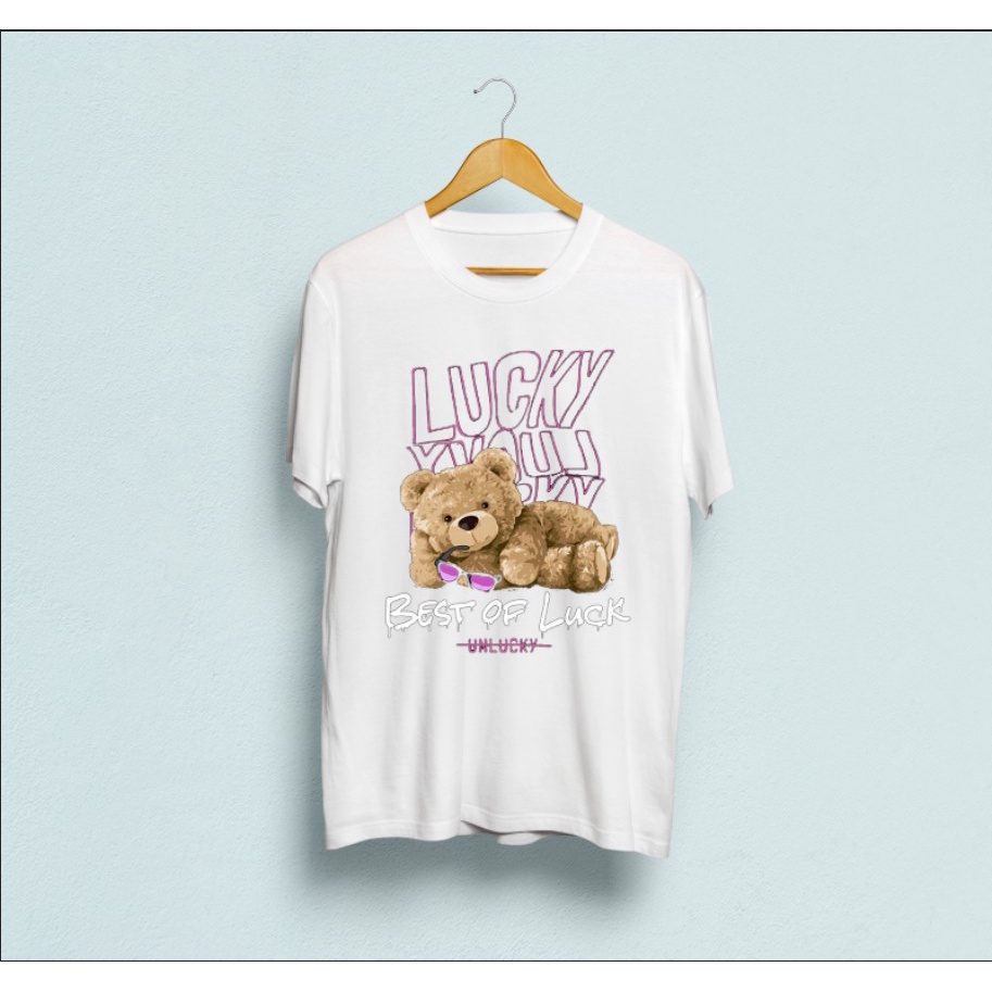 Kaos murah Kaos distro murah baju  distro pria t-shirt murah combed30s BEAR LUCKY