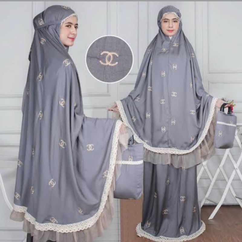 MUKENA KATUN RAYON//MOTIF CENEL √full bordir timbul //* mukena cenel super)