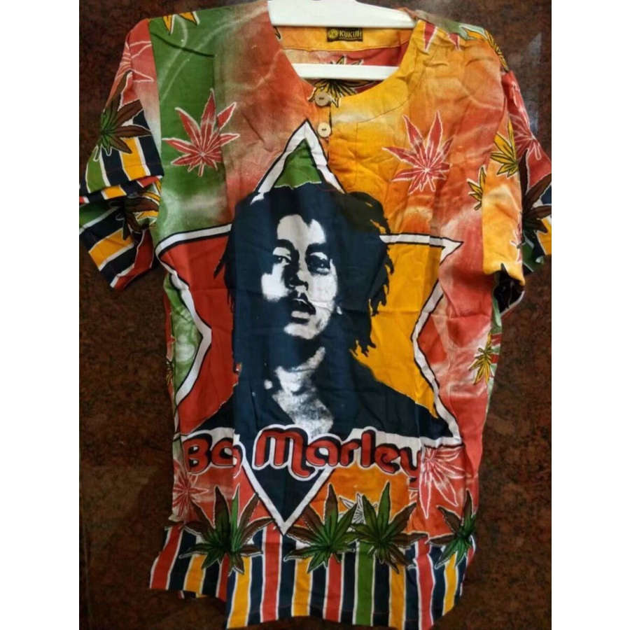 Terbaru Atasan Unisex Batik Rayon Gambar Bob Marley