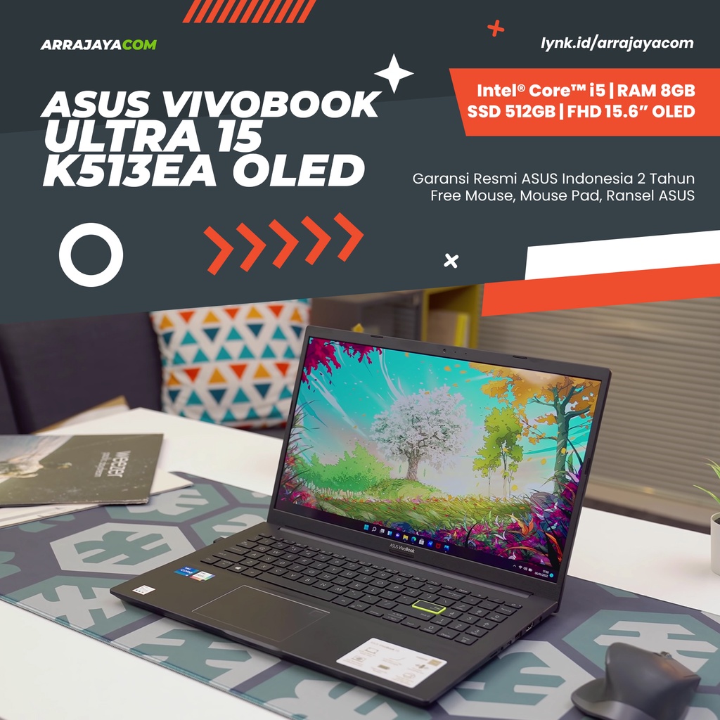 ASUS K513EA OLED / Laptop Asus VivoBook Ultra 15 K513EA OLED i5-1135G7/RAM 8GB/SSD 512GB/15.6"/Win 11/OHS 2021