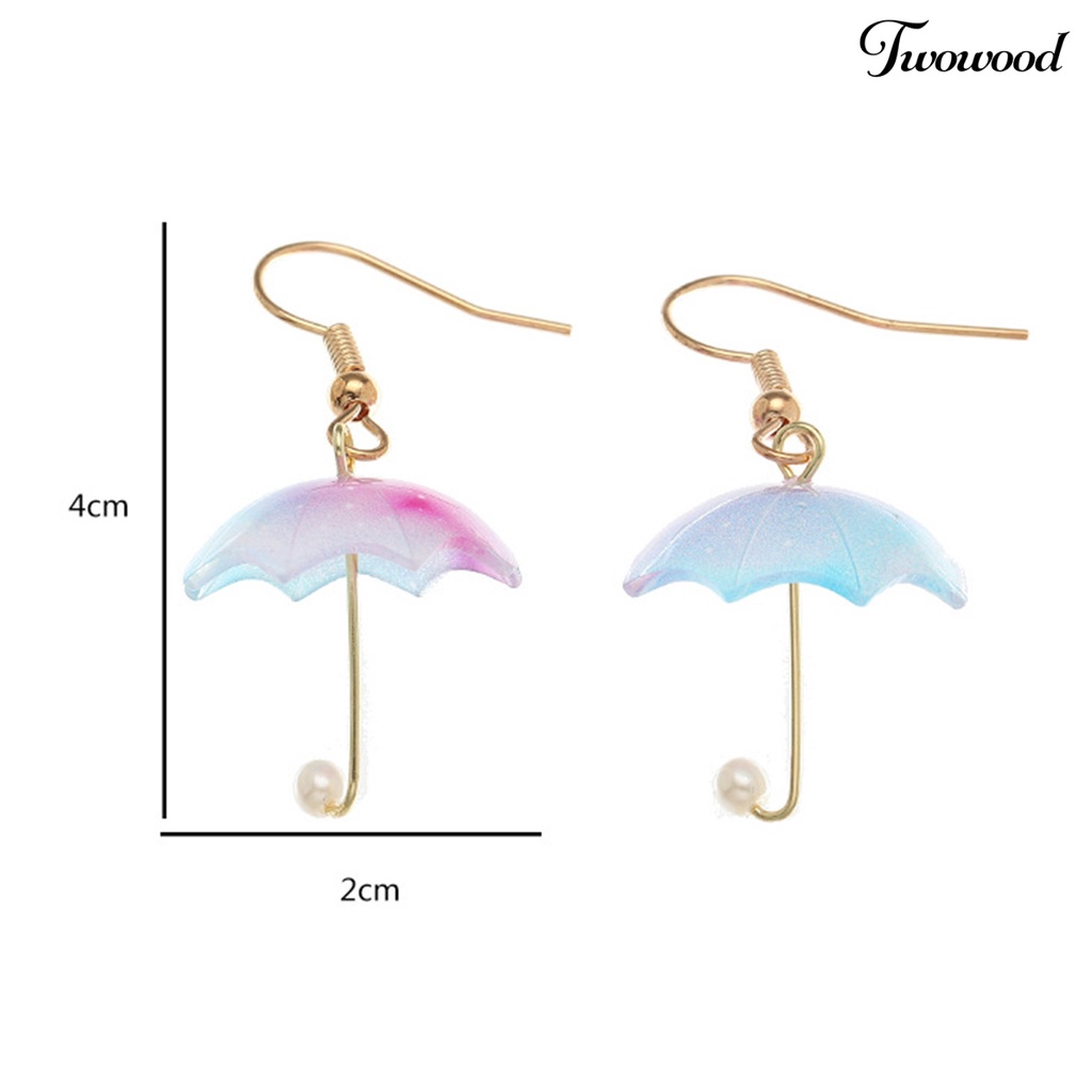 Twowood 1 Pair Women Earrings Umbrella Contrast Color Jewelry All Match Lightweight Cute Hook Earrings for Wedding