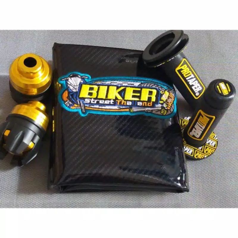 PAKET Sarung Jok Kulit Jok Karbon Biker Plus Jalu As Roda Depan Dan Grip Karbon Universal Universal Semua Motor Bebek Matic Beat Scoopy Mio Fino Xeon Soul GT Vario Jupiter Supra Nouvo Spacy Genio X-rider Beat Fi Karbu Street Sporty 110 125 150