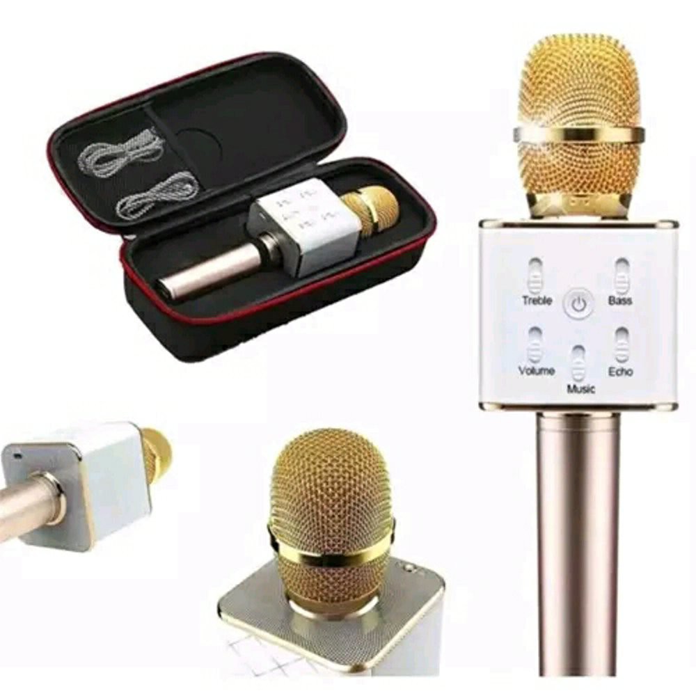 Mudah Speaker Bluetooth Mic Smule Fleco Q7 Murah Karaoke Microphone Mikropon Speaker Hp Handphone