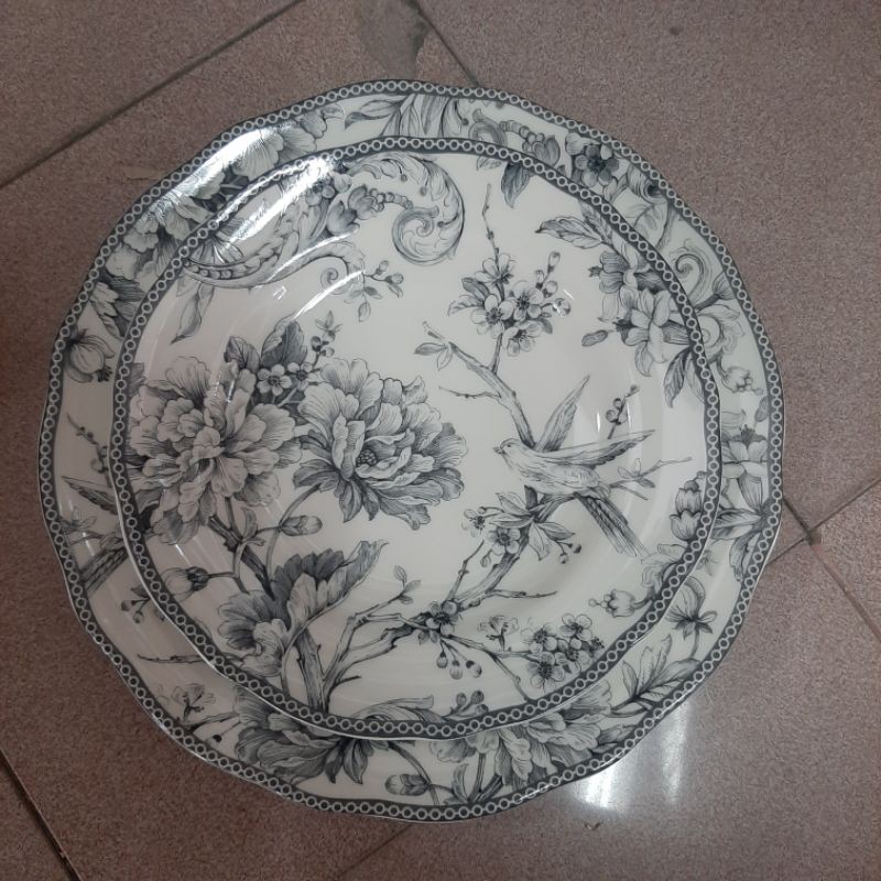 ADELAIDE GREY ISI 2(SALAD PLATE + DINNER PLATE) /PIRING HADIAH/PIRING SANGO/PIRING KADO/HAMPERS