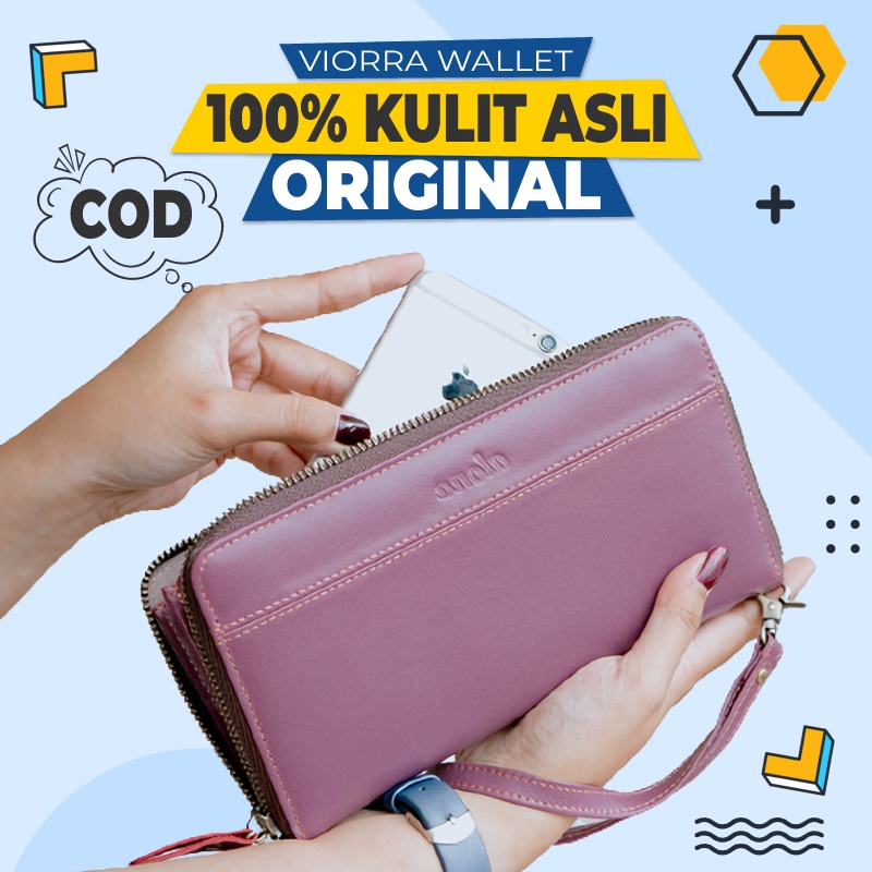 Dompet Kulit Asli Wanita Original Dompet Panjang Kulit Asli Resleting Fiorra Wallet