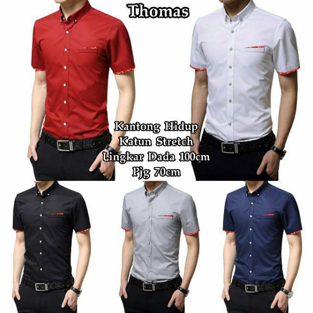 BPS COD Kemeja Pria THOMAS pendek pdk baju pakaian hem cowok shopee1111