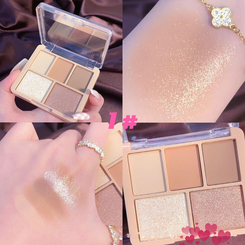 Eyeshadow Nude Matte Glitter Korean Palette Pigmented 5 Warna