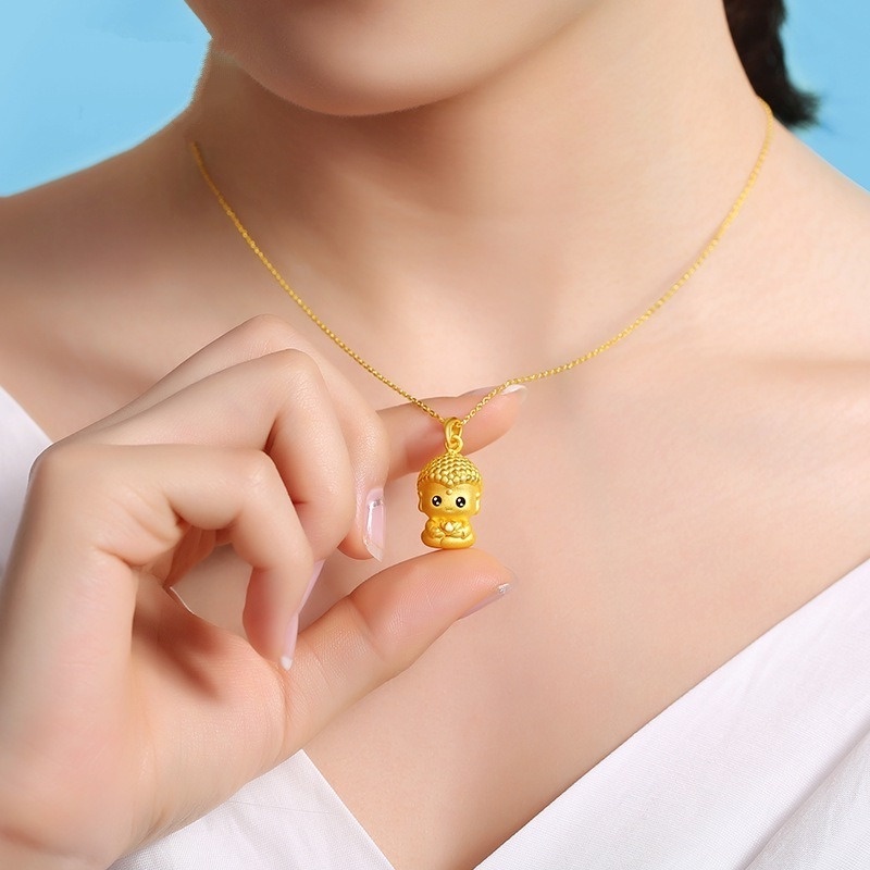 [Ready Stock]Fashion Gold Plated Zodiac Buddha Pendant Necklace