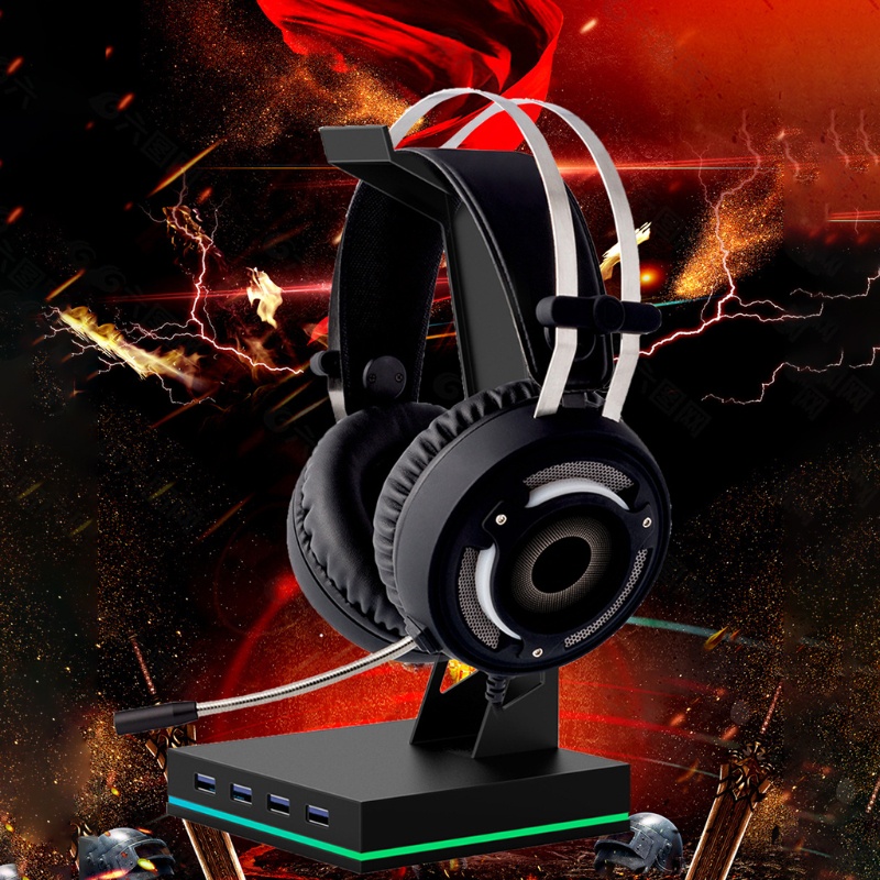 Btsg Stand Holder Headset Gaming Luminous Dengan Kabel USB