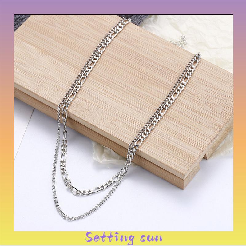 Eropa Retro Double Layer Kalung Fashion Sederhana Wanita Pria Kalung Aksesori TN