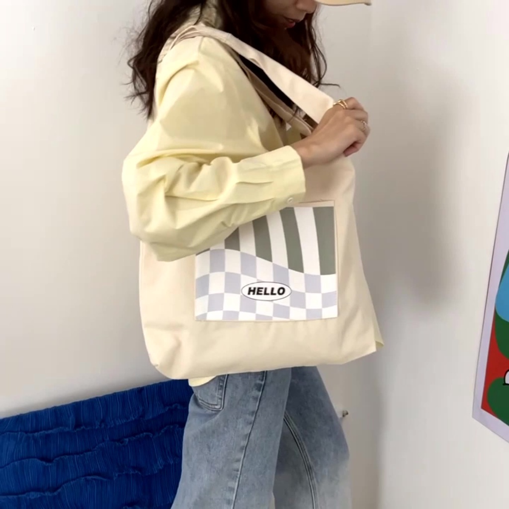 Totebag Drill Sablon Hello Unisex Premium NR