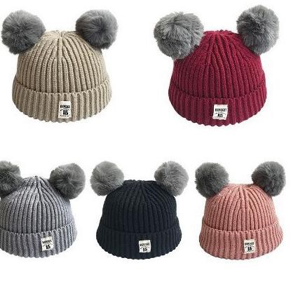 Promo / Goblin♛ PB005 Topi Rajut Anak Bayi Motif Pompom Kupluk Wool Baby Hat Cowok Cewek Import Mura