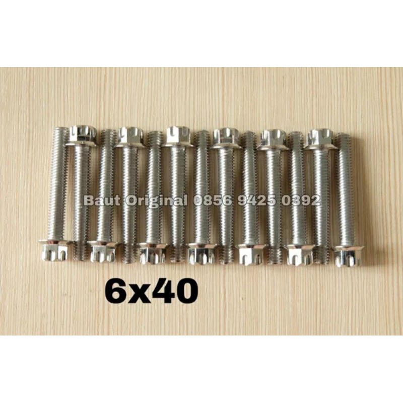 baut probolt gs1 6x40 mm stainless new model drat 10 panjang 4cm ukuran 10 silver gear 2 kunci belimbing heng