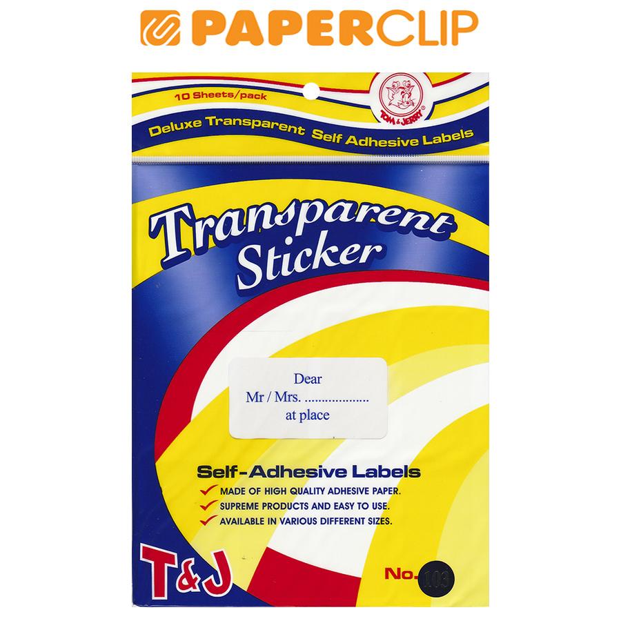 

LABEL T&J NO.103 TRANSPARANT