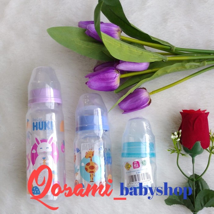 HUKI Botol Susu Bayi Uk 60ml /120ml /240ml DOT GEPENG BPA FREE SNI