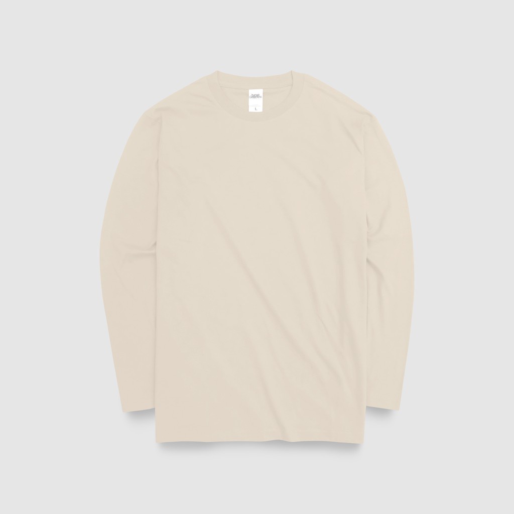 Kaos T-Shirt Lengan Panjang Long Sleeve Buat Pria & Wanita Cream Human Greatness Bahan Adem Tidak Pa