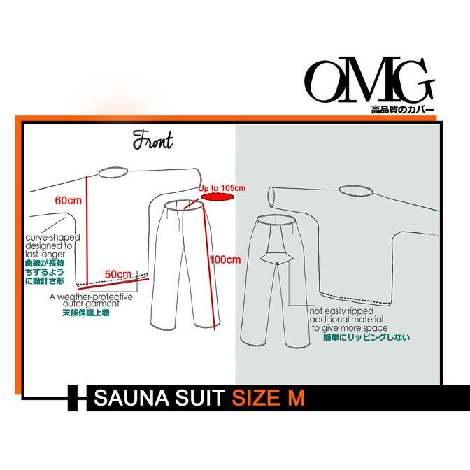 BAJU SAUNA SUIT JAKET CELANA PAKAIAN OLAHRAGA OMG ALLSIZE - SILVER, M