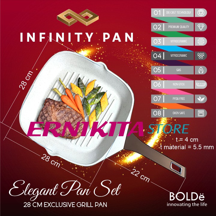 BOLDe INFINITY PAN SET DIE CAST TECHNOLOGY - Alat Masak Set Anti Lengket