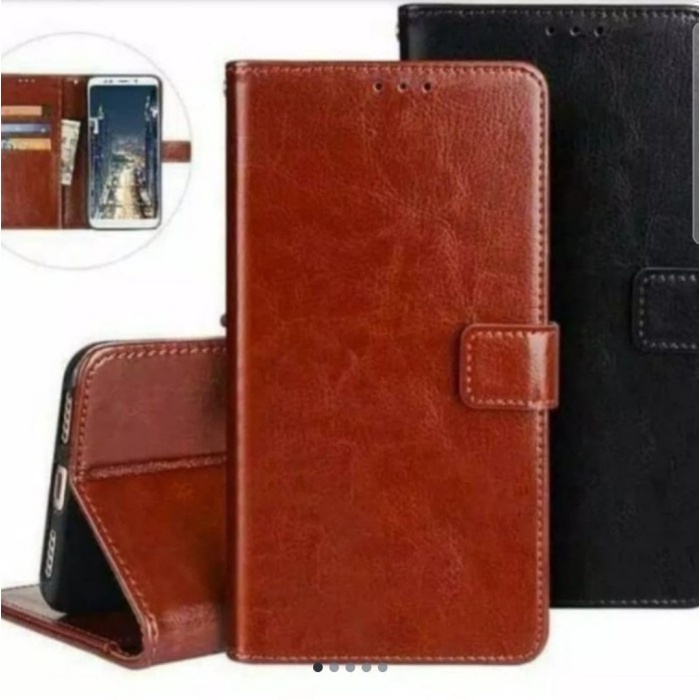 VIVO Y21A Y21T Y21S Y21 2021 Y33S Y53S Y51 Y51A CASE FLIP LEATHER BOOK COVER STANDING BUKU KULIT CASING SOFTCASE SILIKON HITAM COVER STAND