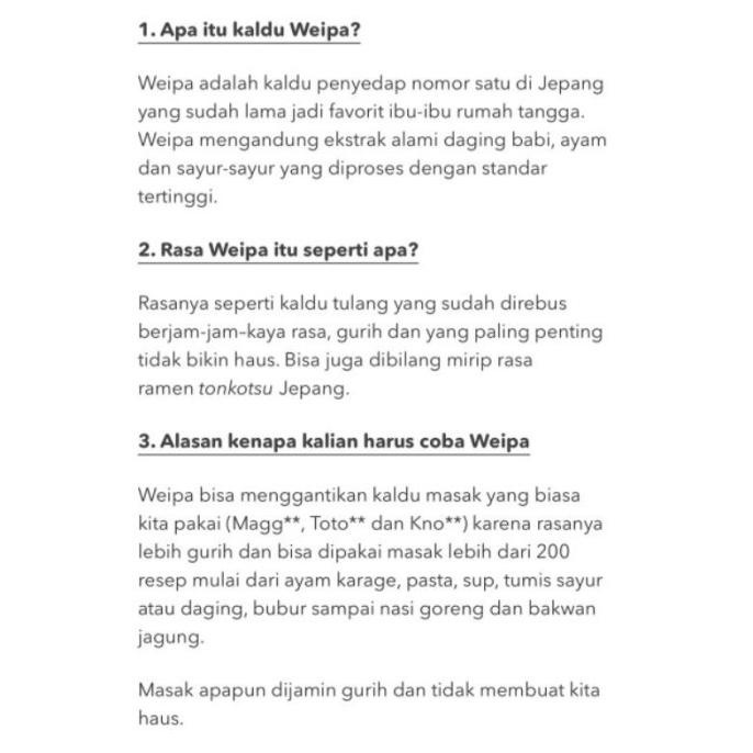 

TERBARU WEIPA ORIGINAL 1 KG KALDU PENYEDAP JEPANG BUMBU & BAHAN MASAKAN MAKANAN & MINUMAN