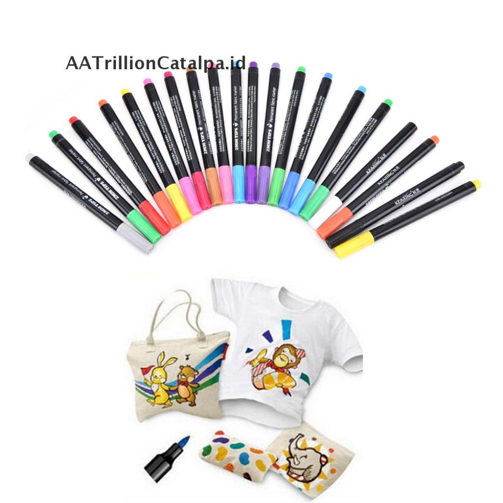 (AATrillionCatalpa) Spidol Permanen 20 Warna Untuk Kain / Kaos T-Shirt / Sepatu / Pakaian DIY
