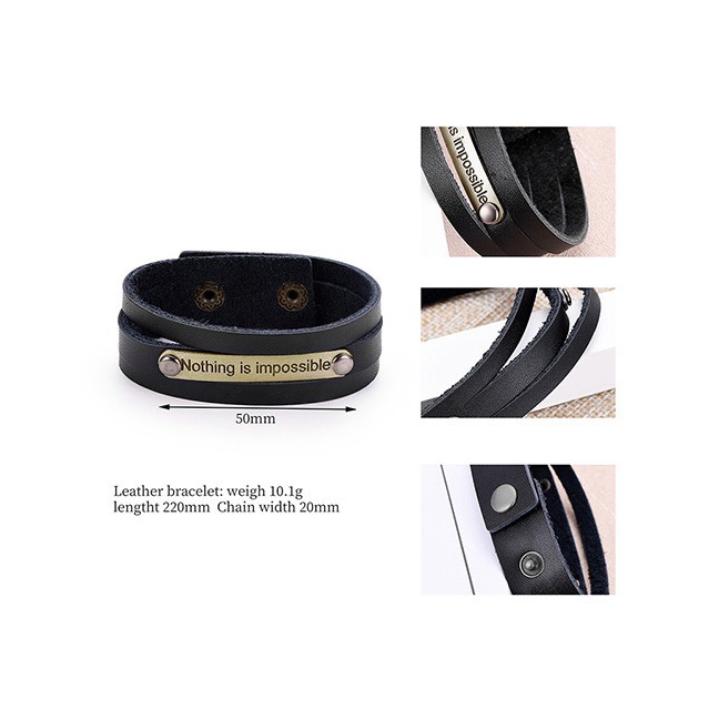 LRC Gelang Tangan Fashion Black Letter Pattern Decorated Bracelet