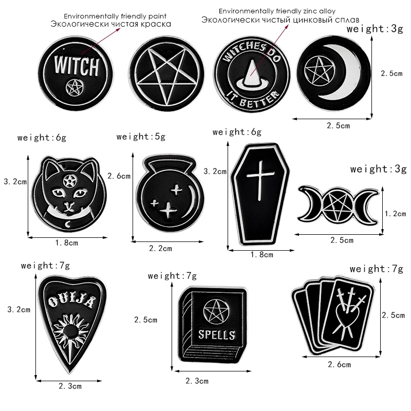 Pin Bros Bentuk Penyihir Warna Hitam Gaya Gothic Punk Untuk Hadiah