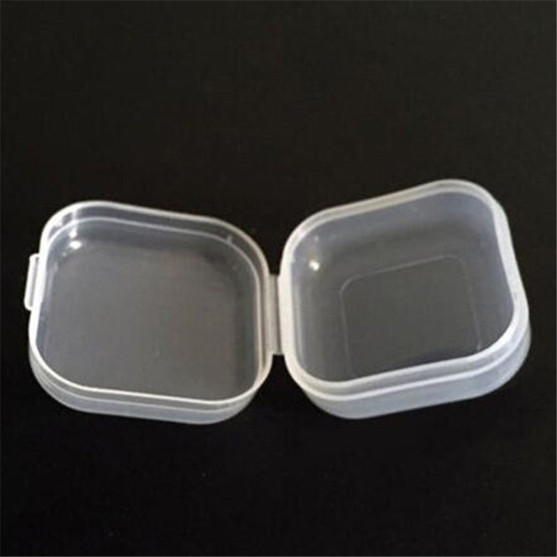 10 / 20pcs Kotak Penyimpanan Perhiasan Anting Cincin Bahan Plastik Transparan Bentuk Persegi Kecil