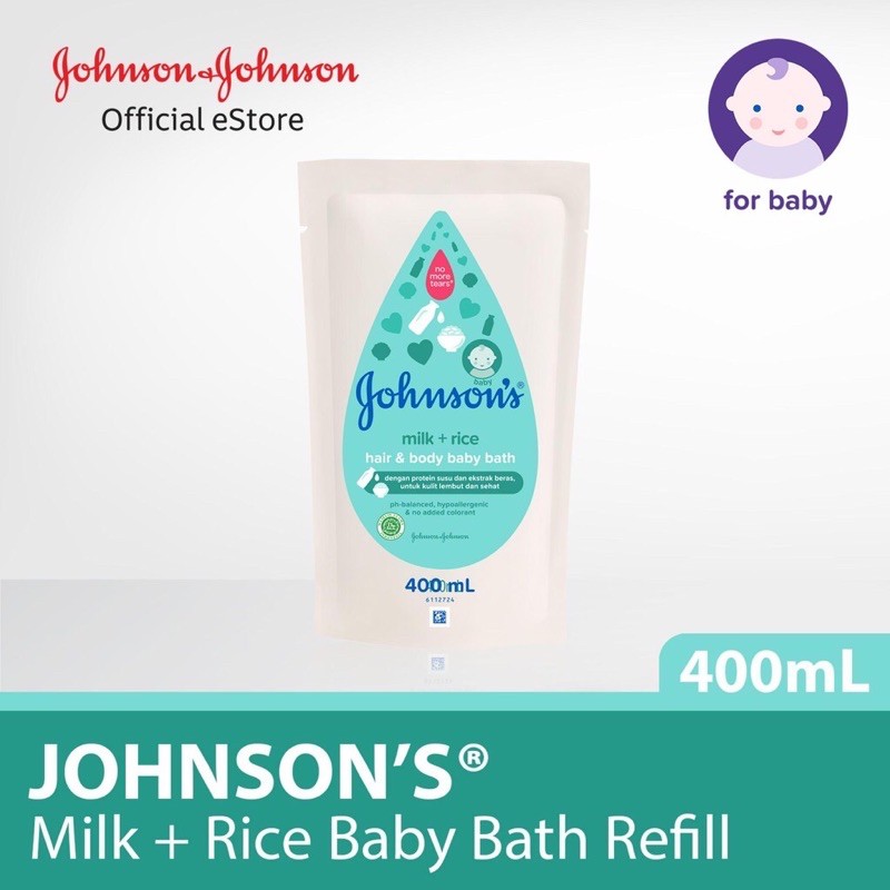 Johnson’s Baby Bath Milk and Rice 400ml -  Johnson Sabun Mandi Refill Milk Rice Kemasan isi Ulang
