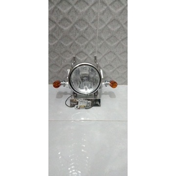 Lampu pesek autopal h4 led set breket tralis dan kupingan model cnc PNP shock gl mp Tiger byson