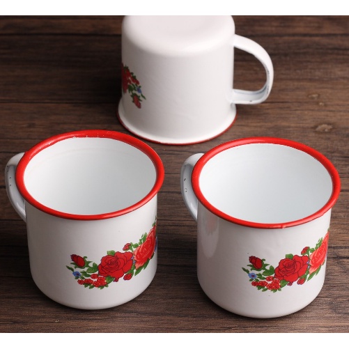 mug enamel polos/motif bunga mug jadul 7cm 5007/5307