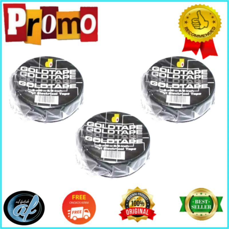 

10 PCS SELOTIP SALOTIP HITAM GOLD TAPE ISOLASI SOLASI HITAM MURAH