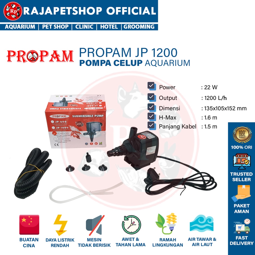 ( POMPA AIR ) SUNSUN PROPAM JP 1200 SUBMERSIBLE WATER PUMP POWERHEAD CELUP HIDROPONIK AQUARIUM