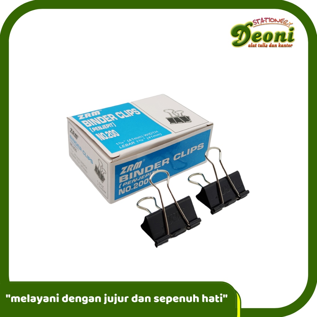 

ZRM Binder Clips no. 200 / Klip / Penjepit Kertas / 1 BOX 12 PCS