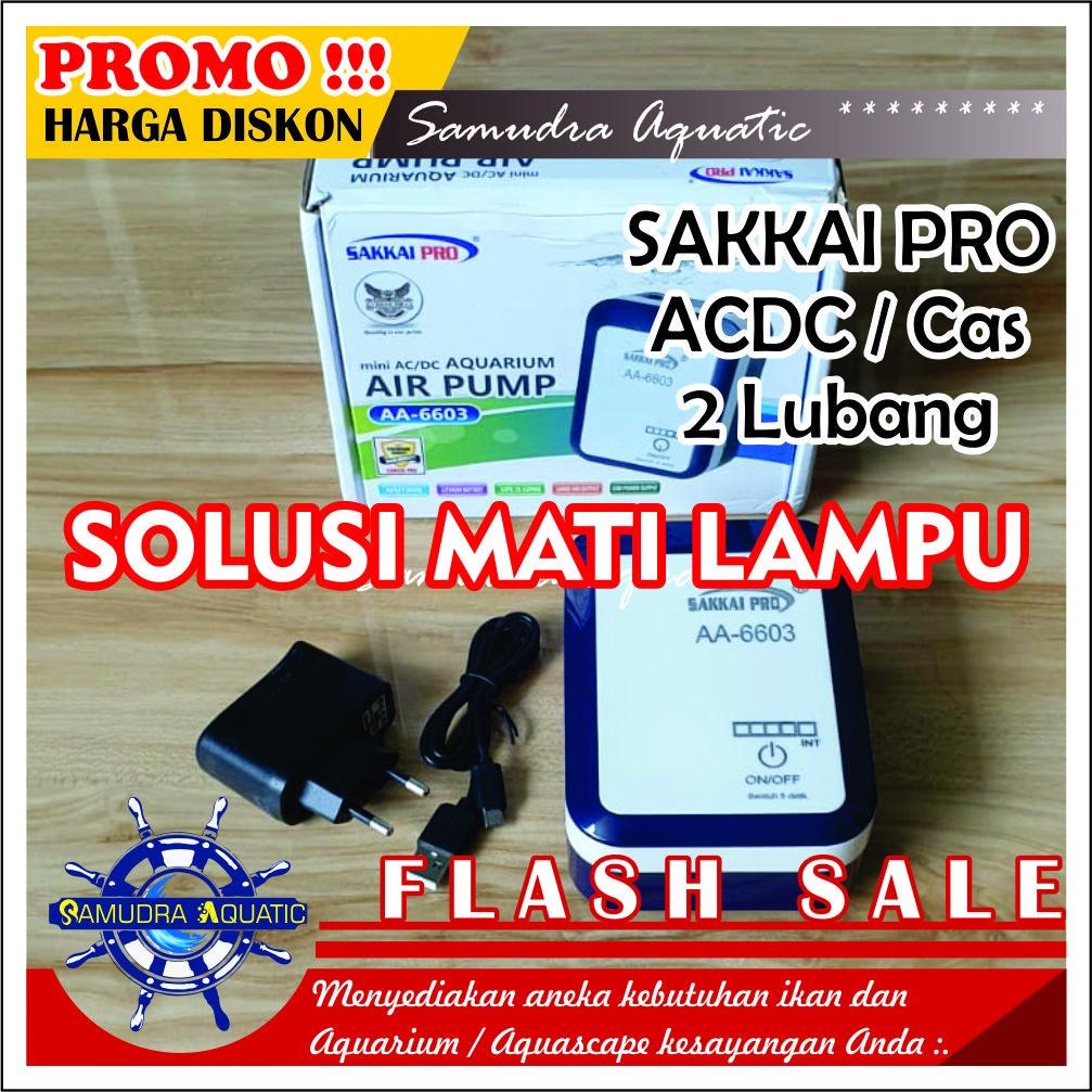 AERATOR CAS, ACDC, Aerator Lampu Mati, Air Pump Mesin Airator Aquarium Aquascape, FREE BUBLEWRAP
