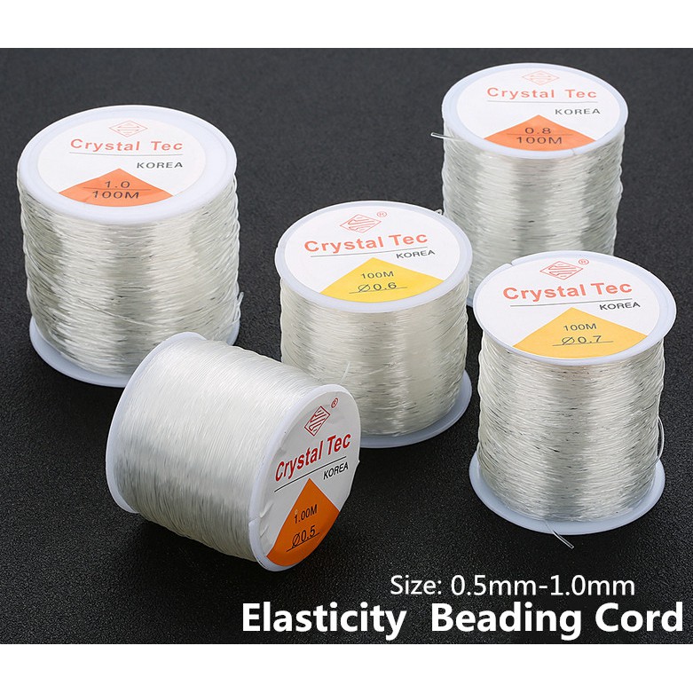 100 Yard Benang Tali Elastis Ukuran 0.5-1mm Untuk Membuat Perhiasan Kalung Gelang