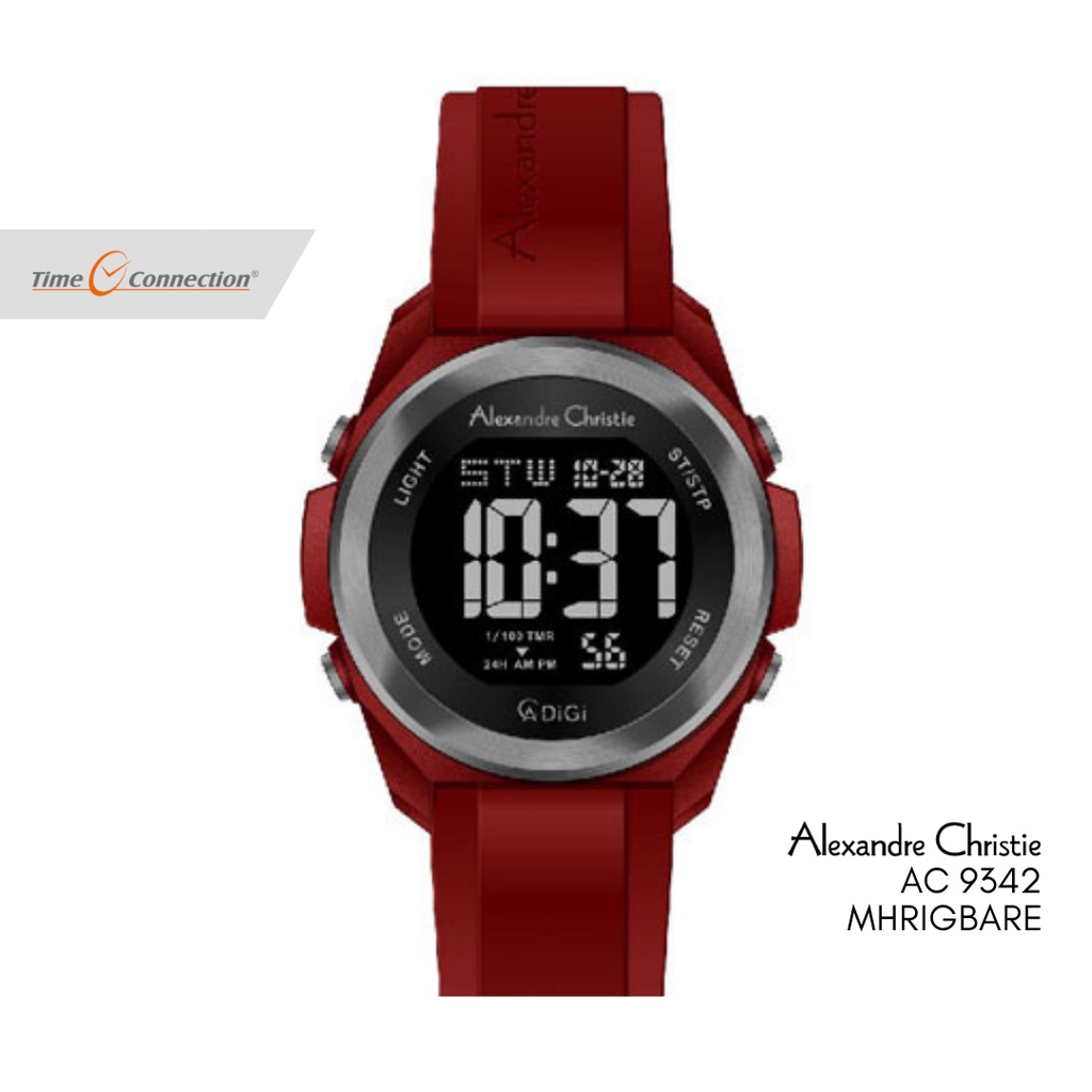 Alexandre Christie AC 9342 MHRIGBARE Merah Original / Jam Tangan Pria Wanita Digital Karet / Red Rub