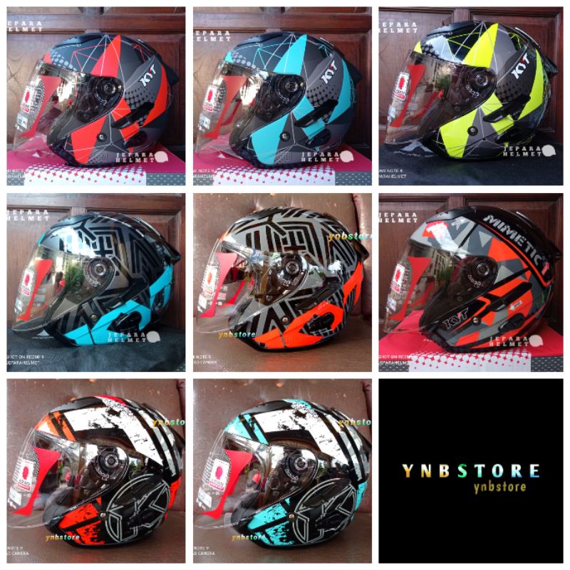 Helm KYT Galaxy Flat R Solid Motif Double Visor Original | KYT Half Face Galaxy Flat R Polos Black Hitam Doff Metalik Fire Red Merah Maroon Ferrari White Putih Gorila Grey Gunmetal Abu Aqua Blue Motif 4 5 Mimetic Neon Matrix Red Blue Yellow galaxy Slide-2