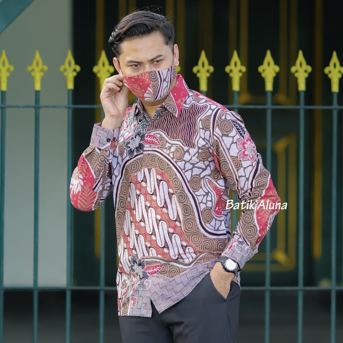 Batik pria lengan panjang Kemeja Atasan Baju batik pria laki laki lengan panjang premium cowok solo