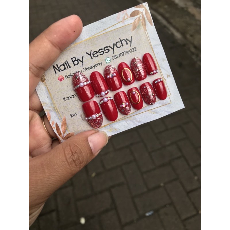 Kuku Palsu Wedding/Fakenail/wedding kuku maroon