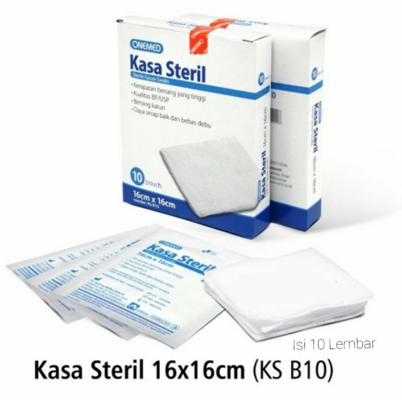 Kasa Sterile isi 10 Pouch | Kasa Onemed | Kasa Hansaplast | Gauze Swabs 16x16 isi 10 lembar / Kasa Pusar Bayi