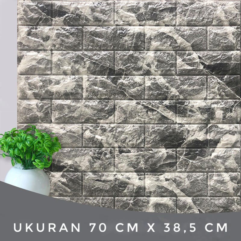 Wallpaper Tembok Dinding 3D Model Batu Bata Putih/Walpaper Tembok Dinding Untuk Mempercantik Ruangan-Marbel Abu