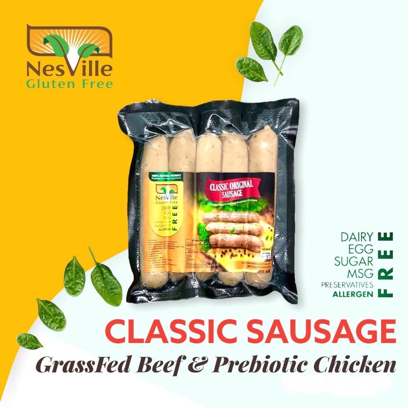 

CLASSIC ORIGINAL SOSIS GLUTEN FREE/SAUSAGE NESVILLE GLUTEN FREE / sosis sehat diet - Kulit sosis / autis autoimun NON MSG/MAKANAN BAYI ANAK SEHAT