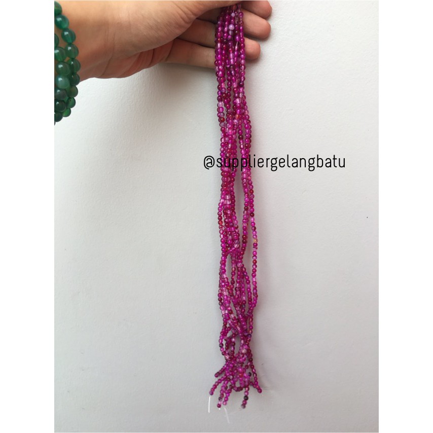 bahan batu 4mm Purple Agate glossy aksesoris korea gelang kalung batu aksesoris crafting pria wanita