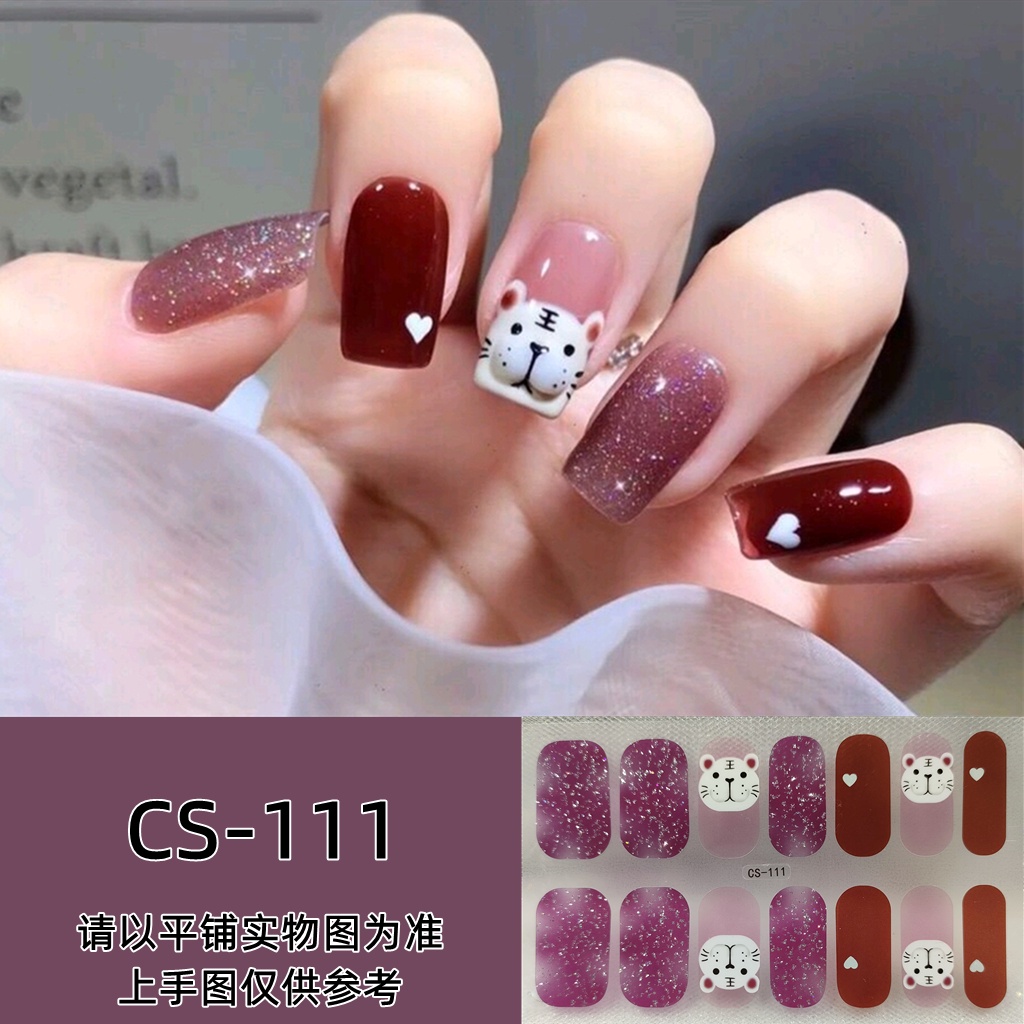 14pcs / Set Stiker Kuku Motif Kartun Warna Gradasi Anti Air / Racun Untuk Nail Art / Manicure DIY