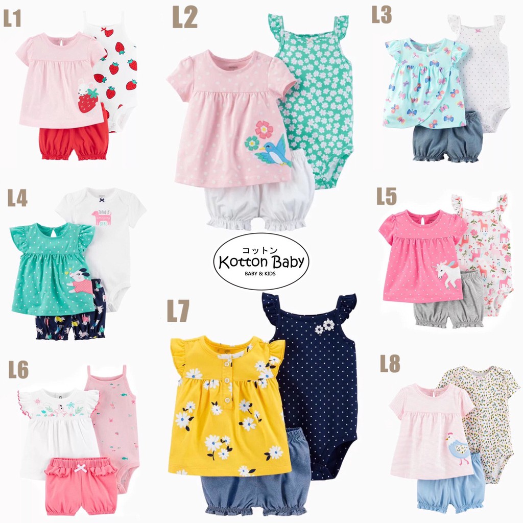 [ISI 3] 3-24bln DRESS BAYI [Kualitas Impor] BAJU ANAK JUMPER KAOS JUMPSUIT PEREMPUAN catalog ZF L