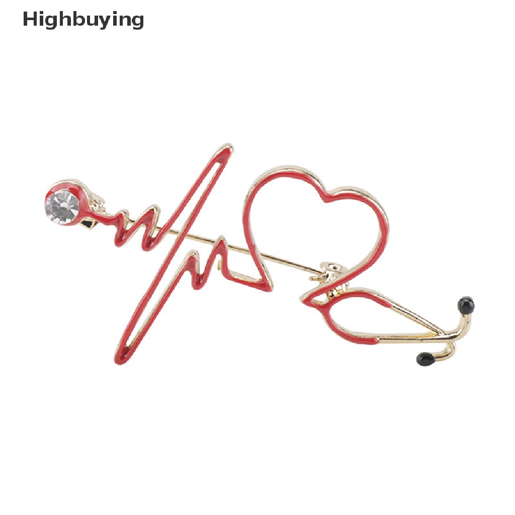 Hbid Bros Pin Enamel Bentuk Stetoskop Electrocardiogram Untuk Dokter / Perawat