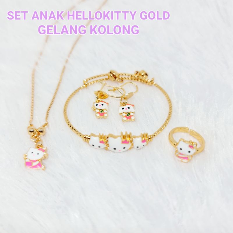 Lapis Emas Muda Pershiasan Set Anak Impor Karakter Hello Kitty