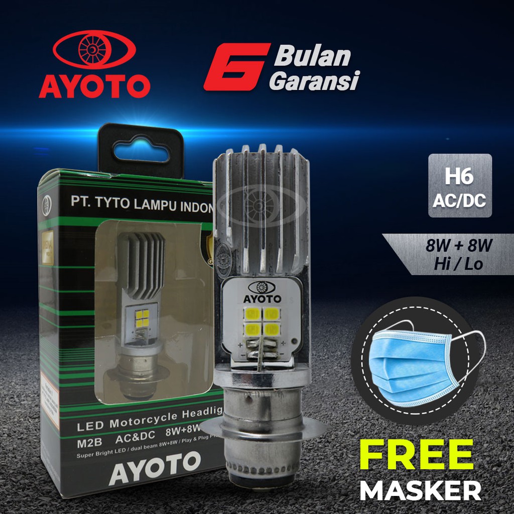  Lampu  motor  depan LED  AYOTO M2B H6 AC DC motor  matic  bebek 