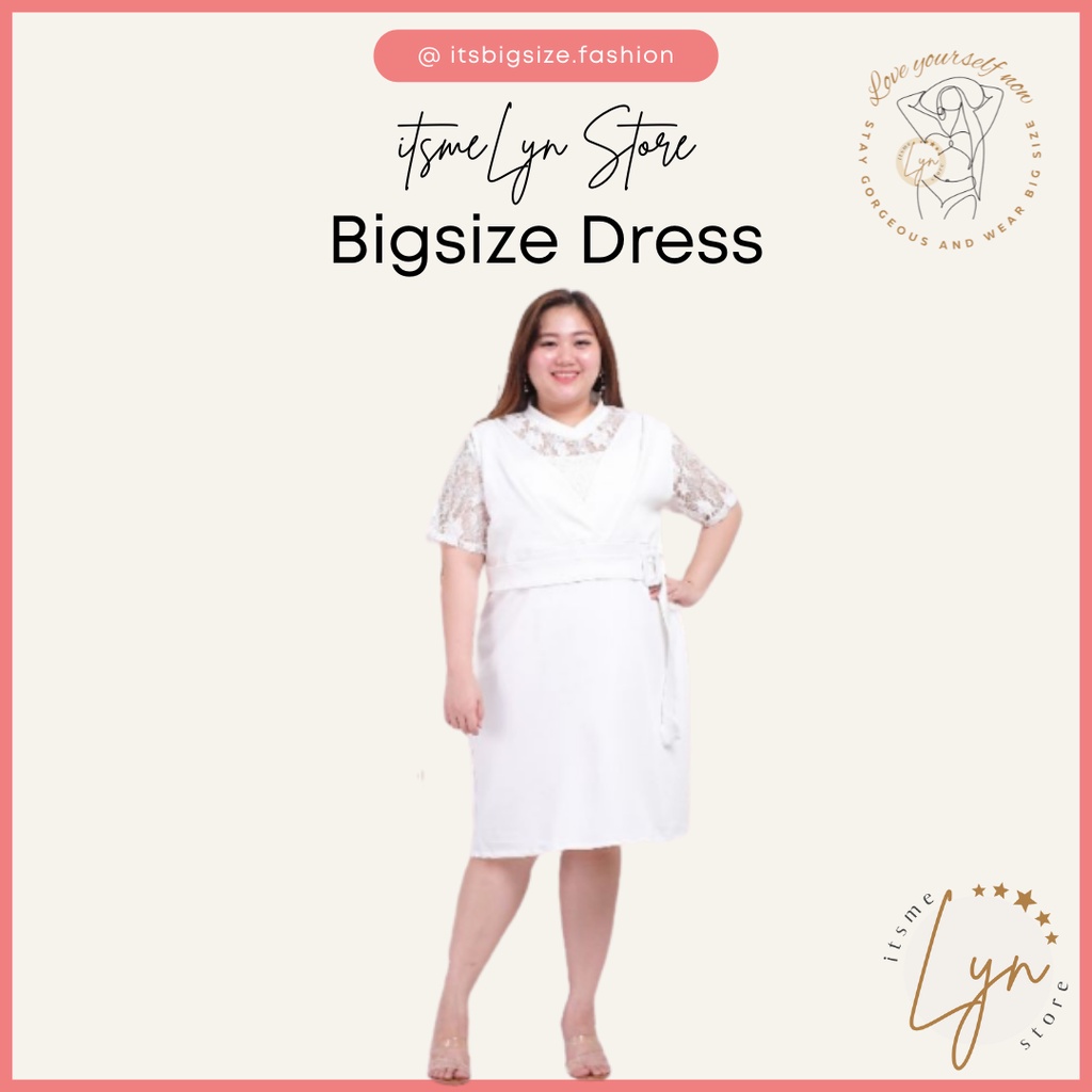 (COD) PROMO BIG SIZE DRESS WANITA CURVY UKURAN JUMBO/ BAJU TERUSAN FORMAL BRUKAT SCUBA UKURAN BESAR 